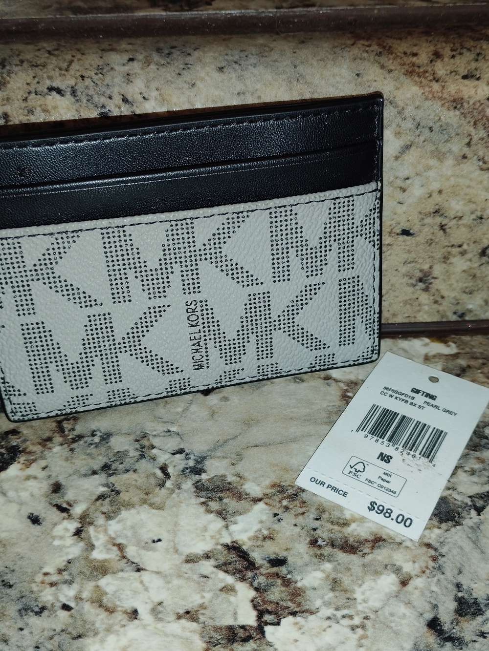 Michael Kors Black & Cream MK Logo Card Holder